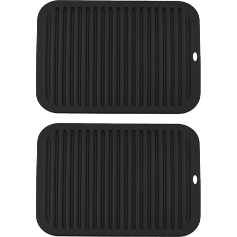 Dessous de plat polyvalent - Dessous de plat en silicone résistant à la chaleur - Supports de cuisson durables et flexibles pour plan de travail de cuisine, noir (1/4)