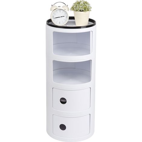 Table de chevet à 4 niveaux, meuble de rangement moderne pour chambre, meuble de rangement rond multifonctionnel (1/5)
