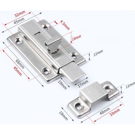 Lot de 2 Targettes 3.0 Pouces Verrou de Porte à Boulon Coulissant avec 12 vis Verrou de Porte en Acier Inoxydable pour tous les types de portes intérieures (1/5)
