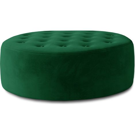 Pouf rond matelassé velours vert Styla 70cm (1/4)