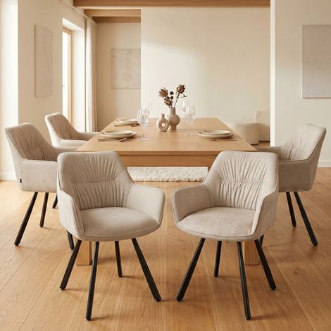 WAFTING Lot de 6 Chaises de Salle à Manger Pivotantes avec Accoudoirs, Rotation à 360°, Chaises de Cuisine en Velours, Kaki
