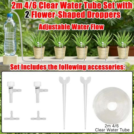 Kit d'irrigation goutte à goutte pour jardin (tuyau de 2 mètres, 2 régulateurs), tuyau de 4/7 mm, mini-gouttes (1/5)