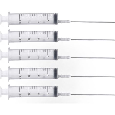 Cartouches d'encre pour imprimante jet d'encre, kit de recharge comprenant 5 seringues de 20 ml et 5 aiguilles plates de 10 cm pour bureau (1/5)