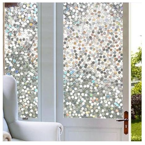 3D-Fensterfolie mit Kieselsteinmuster, Kieselsteinmuster, klebstofffrei, elektrostatische Haftung (30 x 100 cm). (1/5)