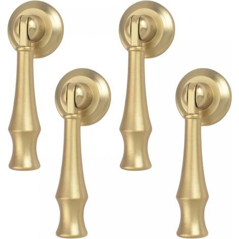 Juego de 4 tiradores de armario en forma de gota, fabricados en aleación de zinc macizo cepillado, con tornillos de montaje para armarios, cajones, puertas y muebles decorativos, con diseño de nudos d (1/5)