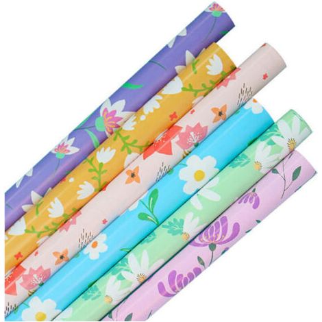 Pair Paquet de 6 sacs cadeaux à motifs floraux de 6 couleurs (1/5)