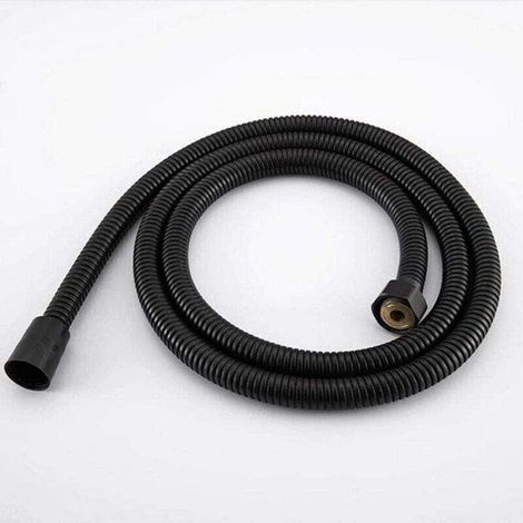 Tuyau de douche en acier inoxydable noir raccords de pommeau de douche à main tuyaux accessoires de salle de bain tuyau en caoutchouc tuyau de plomberie Flexible-2M (1/5)