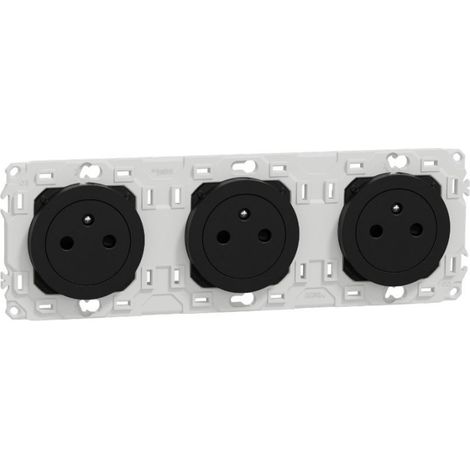 Schneider - Odace 2025 - Triple PC 2P+T affleurante - Pru00e9cu00e2blu00e9e - Noir onyx - Ru00e9f : S940072