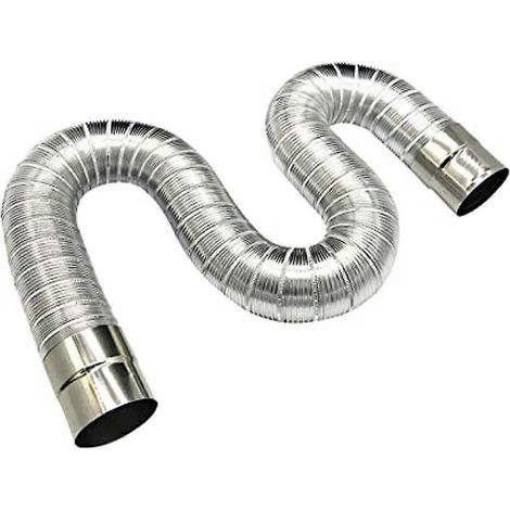 Tuyau de cheminée flexible et coulable de 15 m, accessoires de cheminée et conduit d'évacuation pour chauffage d'appoint en camping et en hiver. (1/5)
