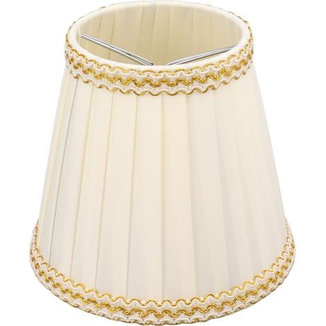 Petit abat-jour en tissu à pince, style rustique, aspect soie brillante et léger, pour ampoule E14, lampe de table, applique murale ou suspension. (1/5)