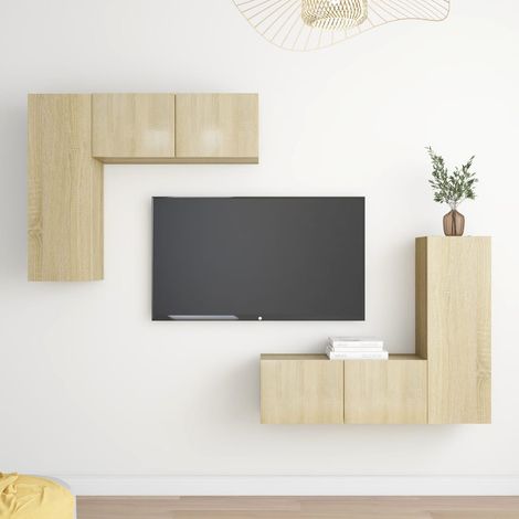 4 Piece TV Cabinet Set Sonoma Oak Engineered Wood vidaXL (1/5)
