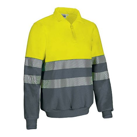 Sudadera bicolor de Alta Visibilidad con media cremallera VALENTO STIRLING XL Amarillo flúor / Gris cemento (1/3)