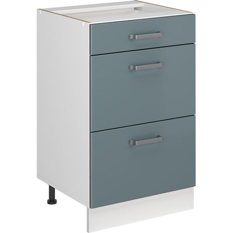Mobiletto base per cucina R-Line, Grigio-blu/Bianco, 50 cm senza piano di lavoro, Vicco (1/5)