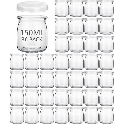 36 PCS 150 ML Pot de Yaourt en Verre avec Couvercle pour Yaourt Maison, Desserts, Overnight Oats (1/5)
