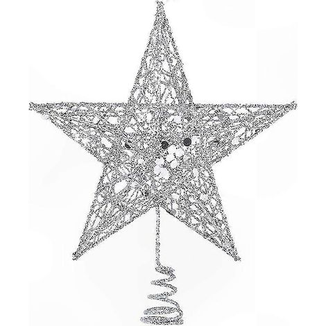 Funkelnder Weihnachtsstern (25 cm), Pentagramm-Baumschmuck, festliche Dekoration für die Feiertage, leuchtende Baumspitze für Weihnachtsdekorationen (1/5)