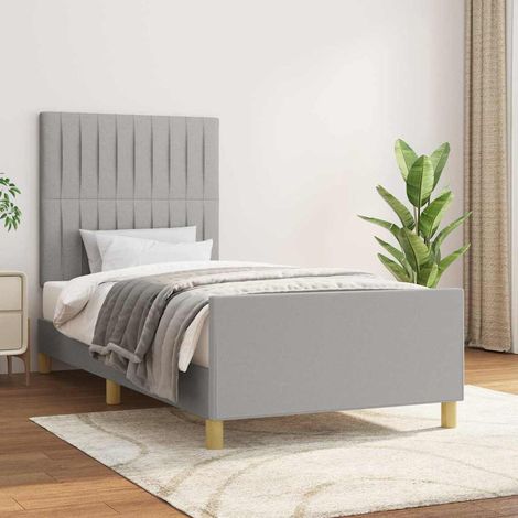 Cadre de lit 80 x 200 cm avec tête de lit réglable en tissu gris clair sans matelas - PANGIVO (1/5)
