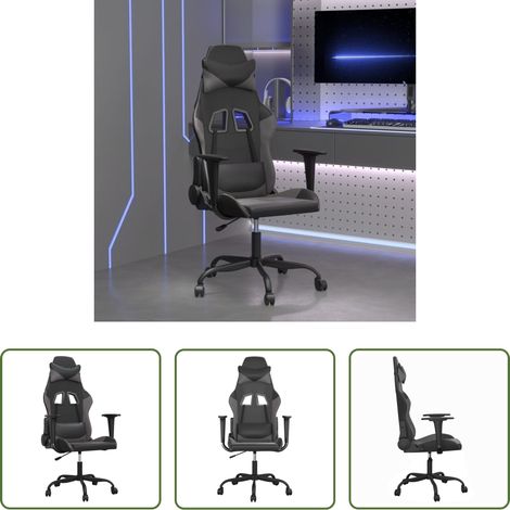 Massagestuhl - Gaming-Stuhl mit Massagefunktion Schwarz und Grau Kunstleder (1/5)