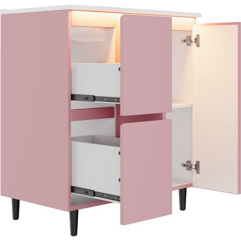 Mobile bagno freestanding con lavabo integrato 76x47x89 cm rosa MDF e ceramica (1/5)
