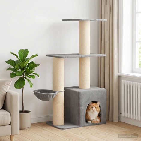 vidaXL Árbol para gatos con postes de sisal Gris Claro 133 cm (1/5)
