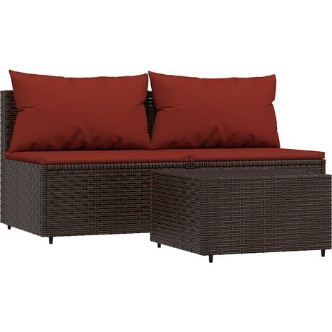 Maison Exclusive - Set Mobili da Giardino 3 pz con Cuscini in Polyrattan Marrone