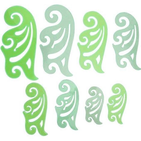 Lot de 8 règles courbes françaises, gabarits géométriques en plastique en forme de nuage, pour la création de dessins et de modèles (15, 20, 25 et 30 cm). (1/5)