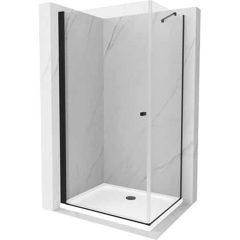 Mexen Pretoria Duschkabine, schwenkbar 80 x 120 cm, transparent, schwarz + flaches Duschbecken - 852-080-120-70-00-4010B (1/5)