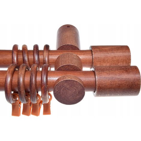 Double tringle à rideaux en bois d'aulne moderne, 120 cm, cylindrique (1/5)