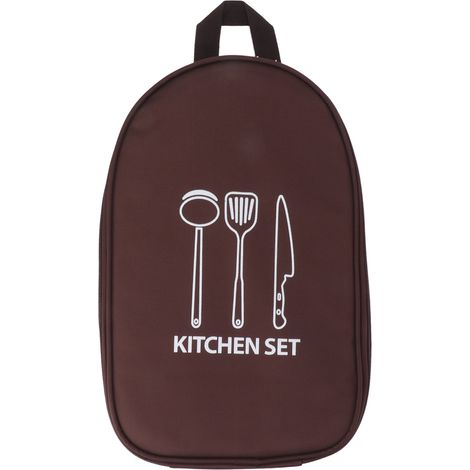 Sacoche de cuisine de voyage avec poignée pour barbecue, camping et ustensiles de cuisine (marron) (1/5)