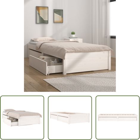Furniture Limited - Cadre de lit sans matelas avec tiroirs blanc (1/5)