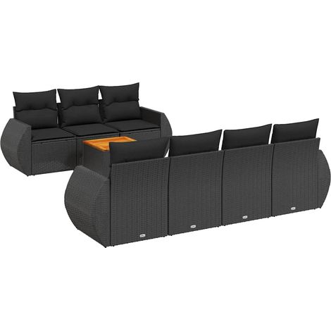 Maison Exclusive - Set Divani da Giardino con Cuscini 8 pz Nero in Polyrattan (1/5)