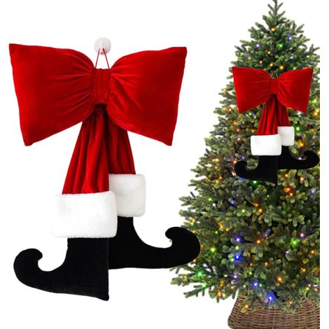 Ornements de Sapin de Noël Style Rétro Jambes Arquées Grand Nœud Coquet pour Intérieur, Extérieur, Salon, Cuisine, Salle de Bain, Couloir, Escalier, Porche, Patio, Balcon, Jardin (1/5)