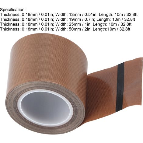 Ruban adhésif en PTFE résistant à la chaleur, isolant thermique, rouleau de 10 m pour scelleuse, 0,18 mm x 50 mm