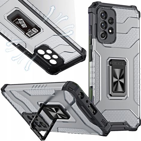 Crystal Ring Case – gepanzerte Hybrid-Schutzhülle mit Magnethalterung für Samsung Galaxy A72 4G, schwarz (1/5)