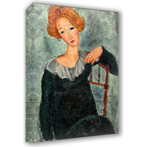 Lupia - Quadro su Tela il Meglio dell'Arte, 70x100 cm WOMAN WITH RED HAIR - MODIGLIANI, Riproduzione d'Arte su Tela, Montato su Telaio in Legno 3 cm, Made in Italy (1/4)