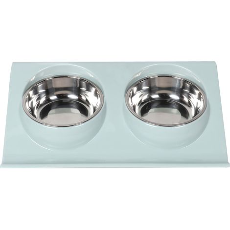Gamelle Double Pour Chien Et Chat - Base Inclinée Ergonomique - Design Détachable Facile À Laver - Bleu (1/5)