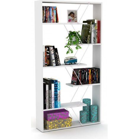 Moderne weiße Trennwand modernes Bücherregal 84x22x157 cm h (1/2)