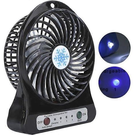 Ventilateur de table miniature CCYLEZ, 3 vitesses réglables, pour lit bébé et siège auto, petit ventilateur circulateur rechargeable par USB, idéal comme cadeau d'été (noir) (1/5)