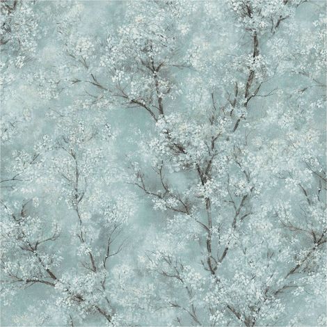 Blumen Tapete Profhome 374203 Vliestapete glatt mit floralen Ornamenten glitzernd grün blau grau 5,33 m2 (1/5)