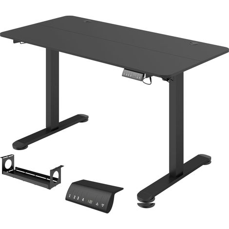 GagaBureau assis debout electrique reglable en hauteur 140 cm x 70 cm x 116 cm Noir (1/5)