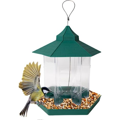Comedero para pájaros de exterior, comedero colgante, herramienta para alimentar aves y observar la naturaleza (verde, 1 unidad) (1/5)