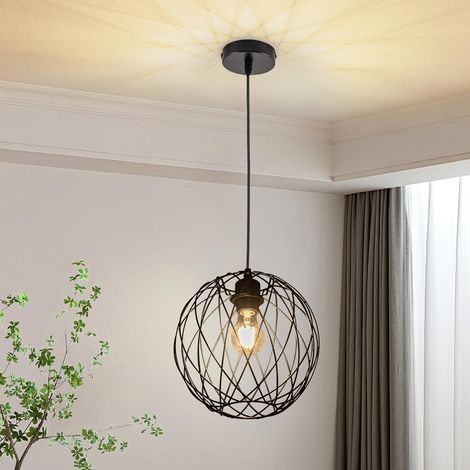 ZMH Lampe à Suspension Lampe à Suspension Noire Ronde - Lampe à Suspension Vintage E27 Lampe à Suspension rétro Industrielle Lampe de Table à Manger Lampe de Cuisine Salon Cage d'escalier Couloir sans (1/5)