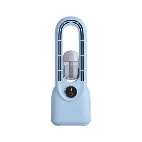 Ventilateur sans pales avec brumisateur USB rechargeable, humidificateur d'air portable pour maison, bureau et dortoir, modèle bleu-lsw
