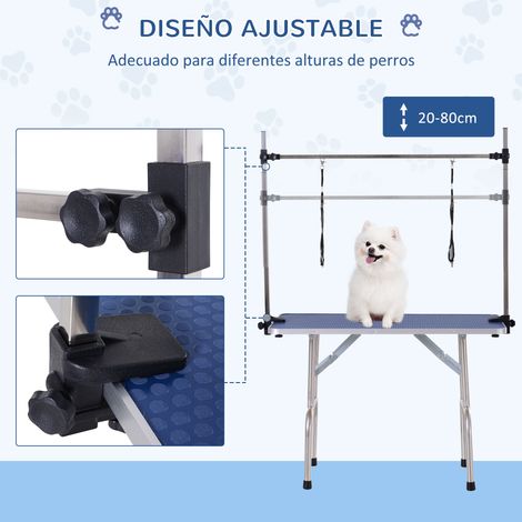 Table de toilettage pour animaux. table de toilettage pliante avec étagère de rangement. structure en acier. hauteur réglable. 107 x 60 x 170 cm (1/5)