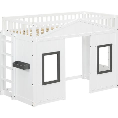 Cama litera casita con escalera 90 x 200 cm blanco MODENUIT (1/5)