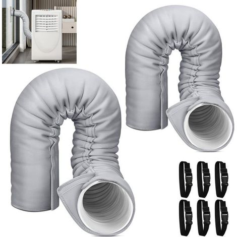 Manchon Isolant pour Tuyau de Climatiseur - Lot 2 conomie nergie 5-5.9 pouces - 6 sangles rglables -Installation facile - Gris