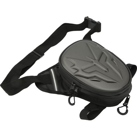 Sacoche jambe moto PVC mat noir, pochette cuisse multifonction extérieure grise (1/5)
