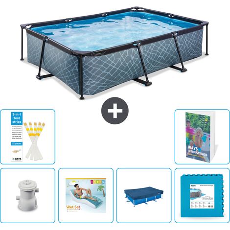 Exit Pool Rechteckig - Steinoptik - 300x200x65 cm - 7-teilig S311