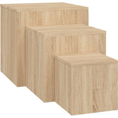 Lot de 3 Tables Basses Tables d'appoint Table à café Chêne Sonoma Aggloméré BV63087 (1/5)