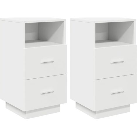 Maison Exclusive - Mesillas de noche 2 uds con 2 cajones blanco 3
