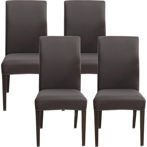 Housse de Chaise Extensible 4 Pièces,Housse de Salle à Manger Universelle Lavables,Couverture de Chaise Facile à Nettoyer pour Décor Salle à Manger Hôtel Restaurant(Gris Foncé,Lot de 4) (1/5)